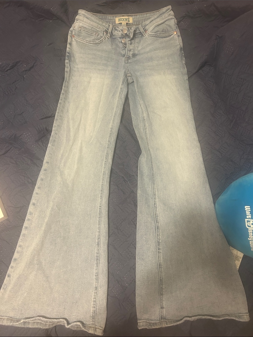 Rockin C Light Blue Flare Jeans with Button-Fly